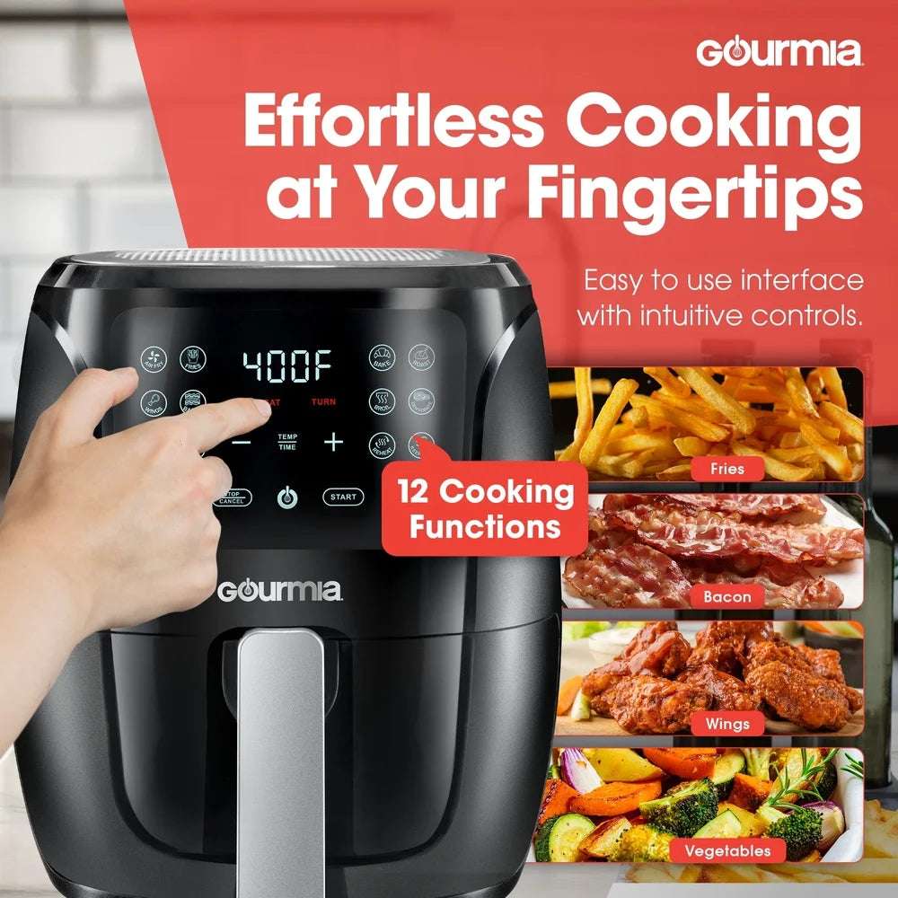 Ljustra 4 Qt Digital Air Fryer Guided Cooking Nonstick Basket 12 Functions