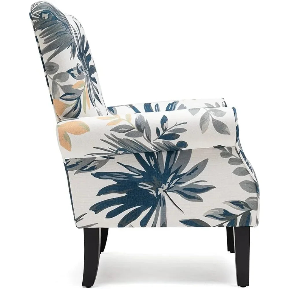 Modern Accent High Back Armchair Upholstered Fabric Living Room Chair
