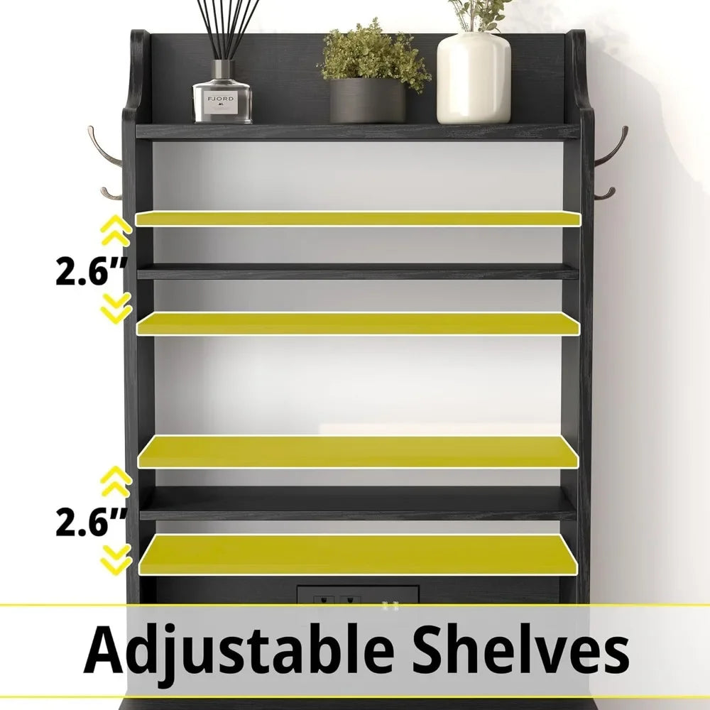 55 Inch Tall Nightstand End Table with Charging Station and Storage
