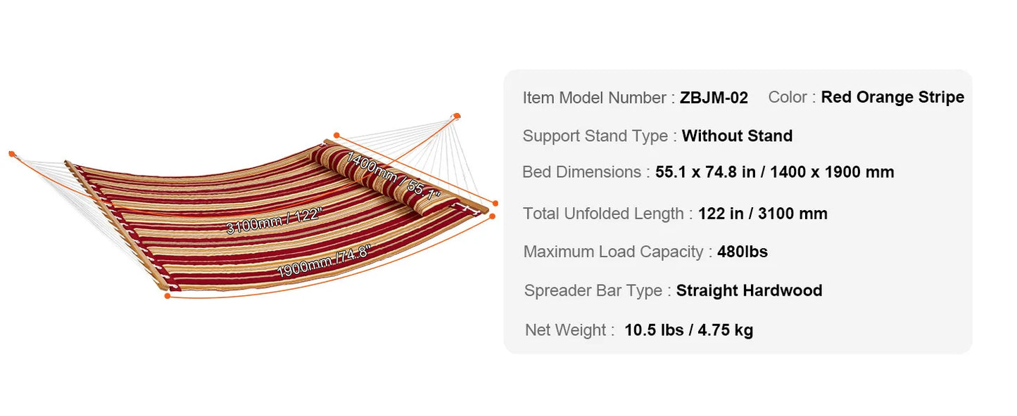 Ljustra Double Hammock with Stand Pillow Portable Outdoor Relaxation