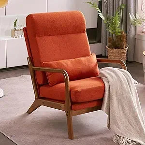 High Back Microfiber Rustic Mid Century Modern Accent Chair