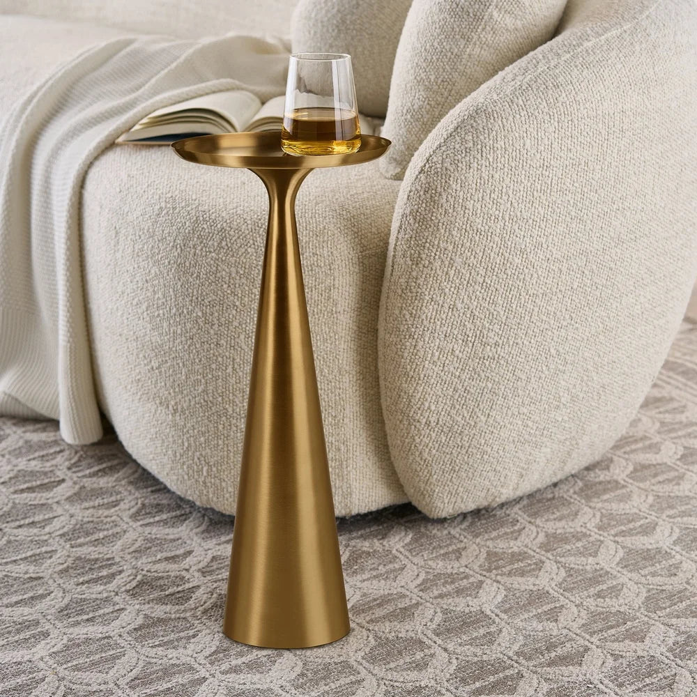 Elegant Round Metal Drink Table Modern Indoor End Table Fully Assembled