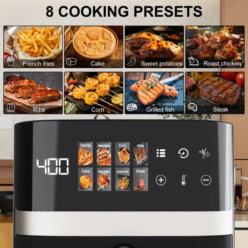 Ljustra 6QT Air Fryer 8-in-1 Digital Touchscreen Healthy Cooking