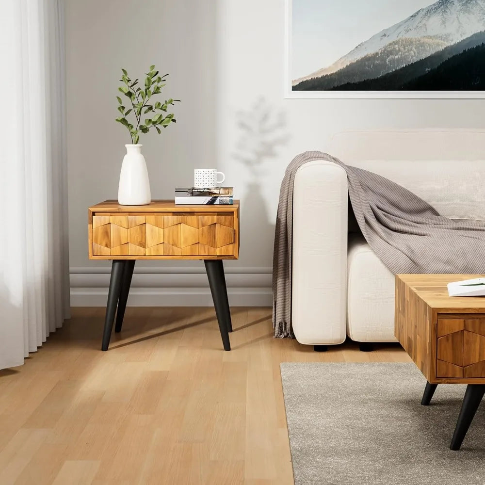 Georgina Solid Wood Nightstands Fully Assembled Rustic Bedroom Cabinet