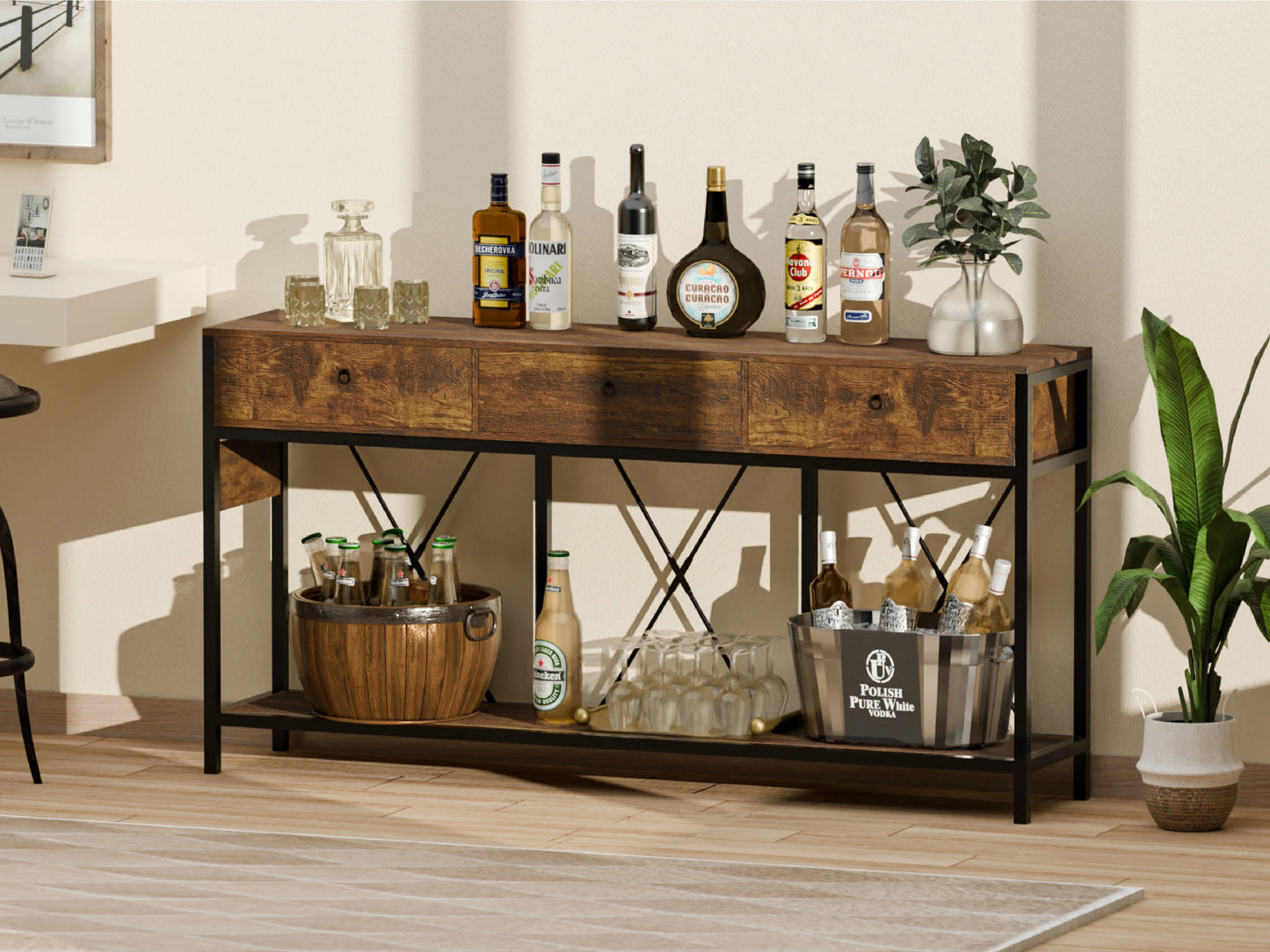 Redlife 67 Entryway Table with Charging Station Console Table for Living Room