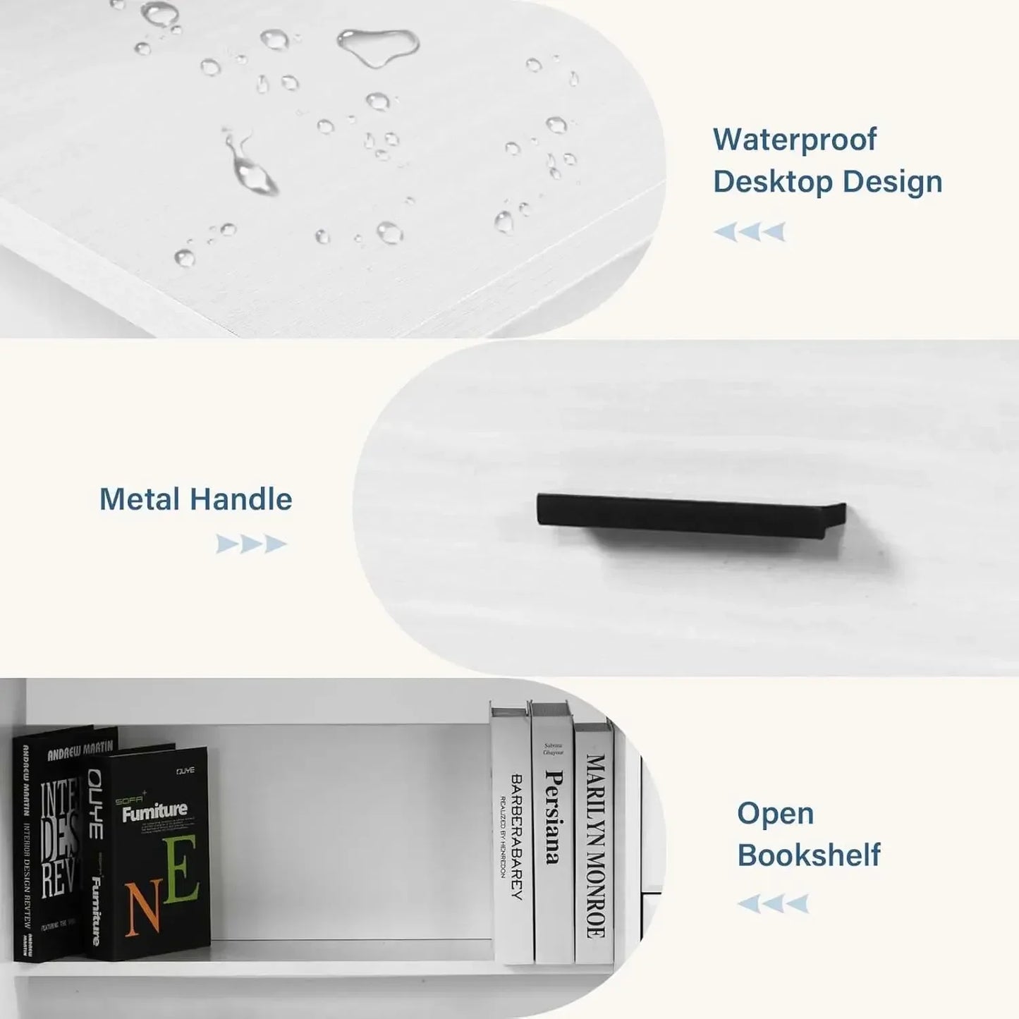 White Desk 4 Drawers Computer Desk Wood Writing Workstation Student Desk