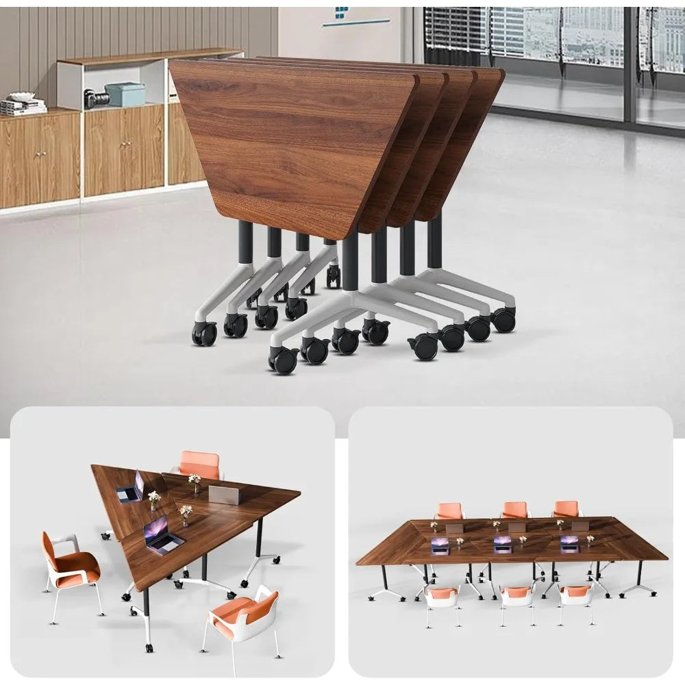 Folding Conference Table On Wheels Flip Top Mobile Training Table 2pack