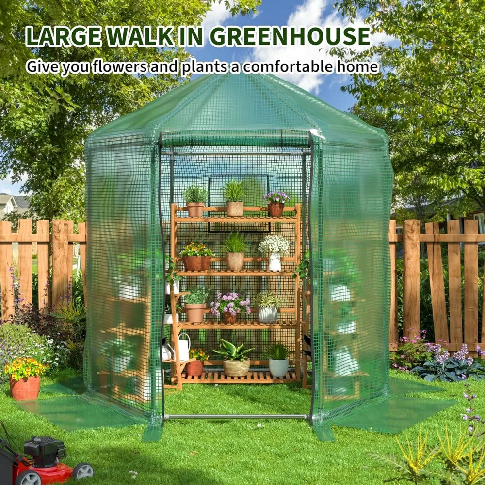 Heavy Duty 7x7x7.3 FT Outdoor Greenhouse Walk-in Metal Green House