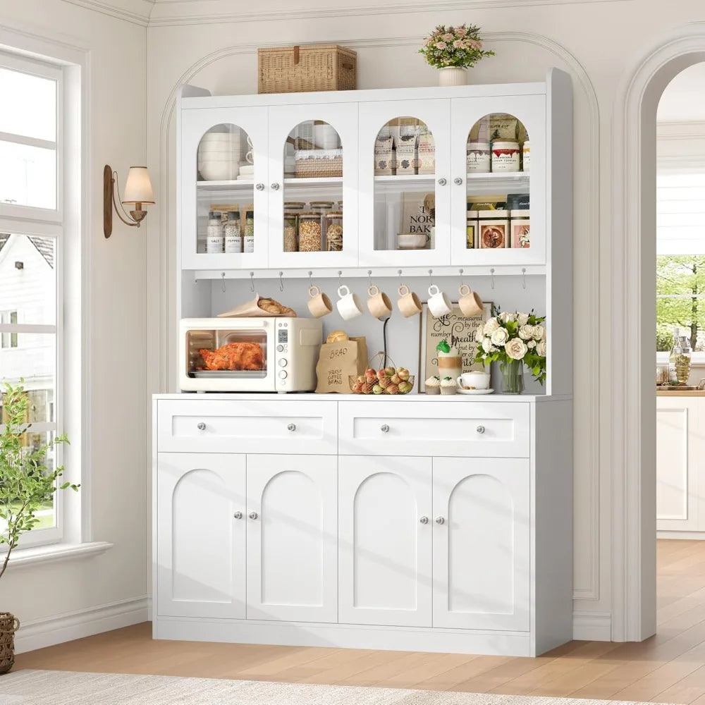 73" Tall Kitchen Pantry Cabinet with Countertop Adjustable Shelves