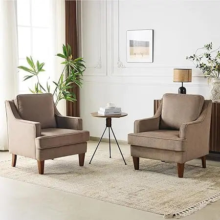Mid Century Accent Chairs Set of 2 Upholstered Armchair Living Room