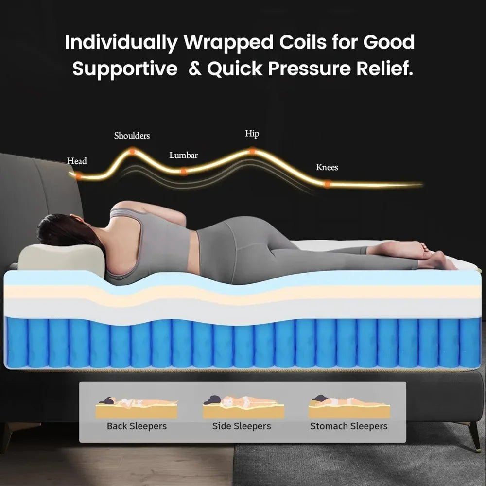 Ljustra Full Size Foam and Spring Hybrid Mattress 12 Inch Medium Firm