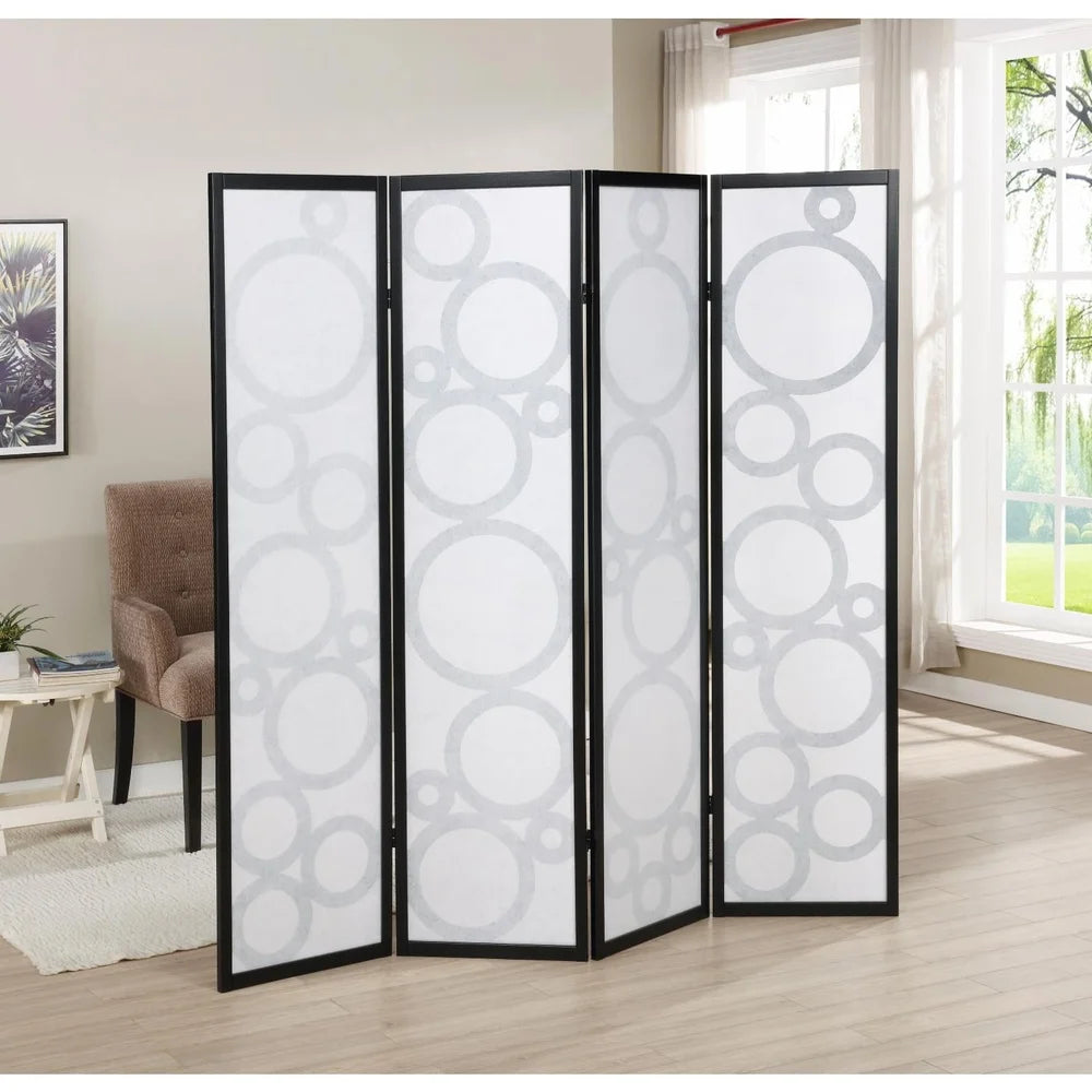 4-Panel Wood Room Divider Foldable Privacy Screen Art Display Home Decor