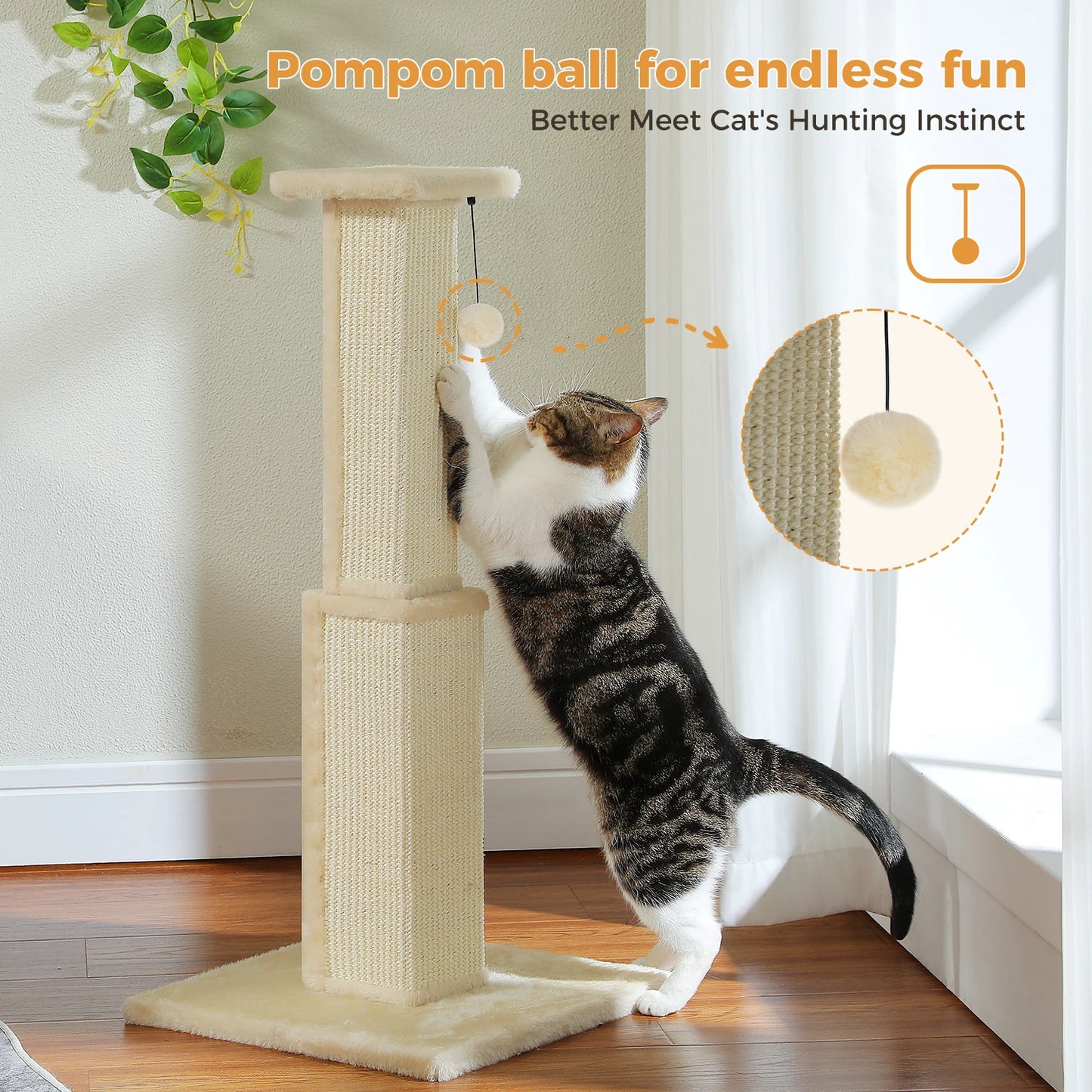 Ljustra 80CM Cat Tree Scratching Post Durable Plush Perch Indoor Furniture