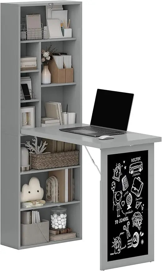 Fold-Out Convertible Writing Table Wall Mount Desk with Blackboard