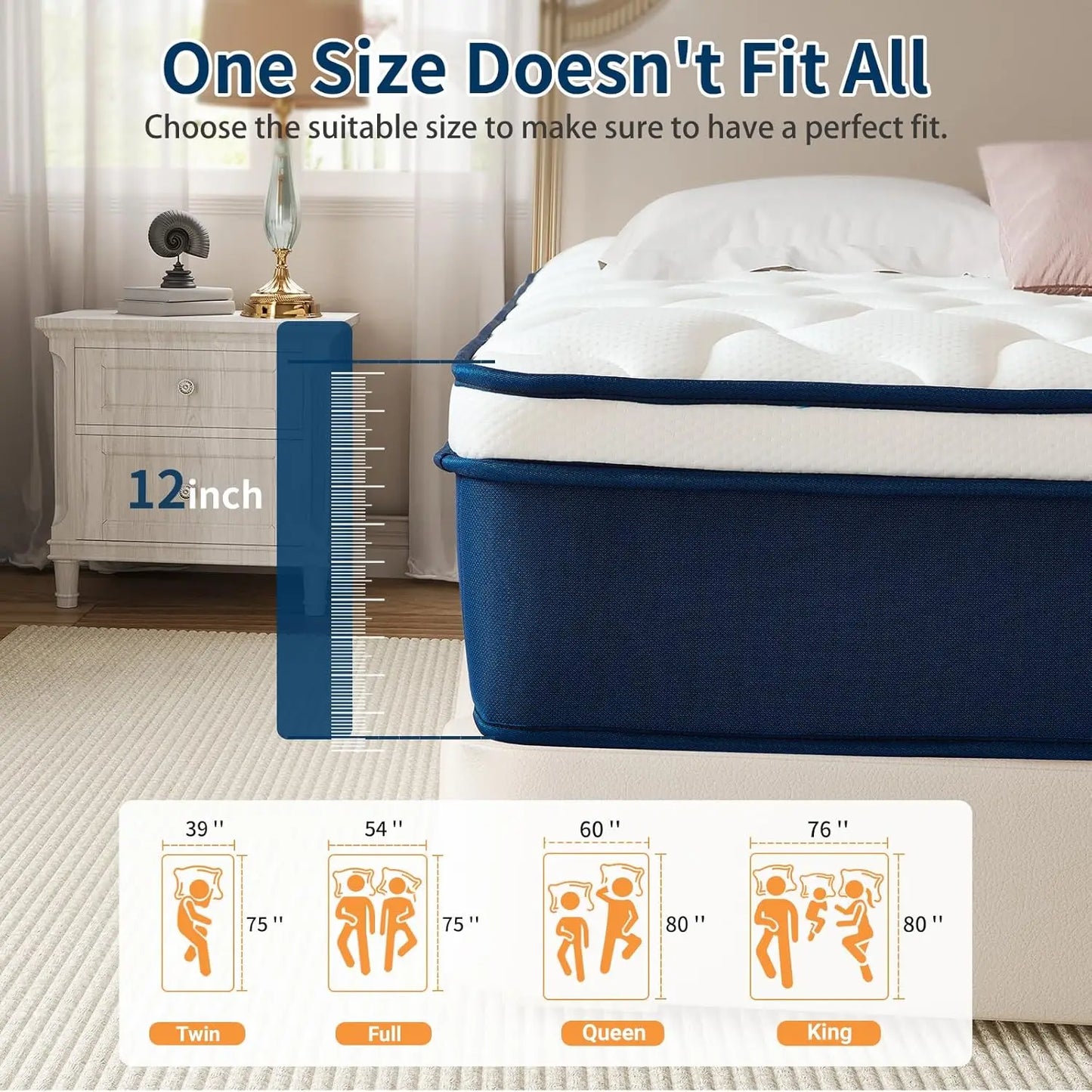 Ljustra Queen Size 12 Inch Gel Memory Foam Mattress Medium Firm Support