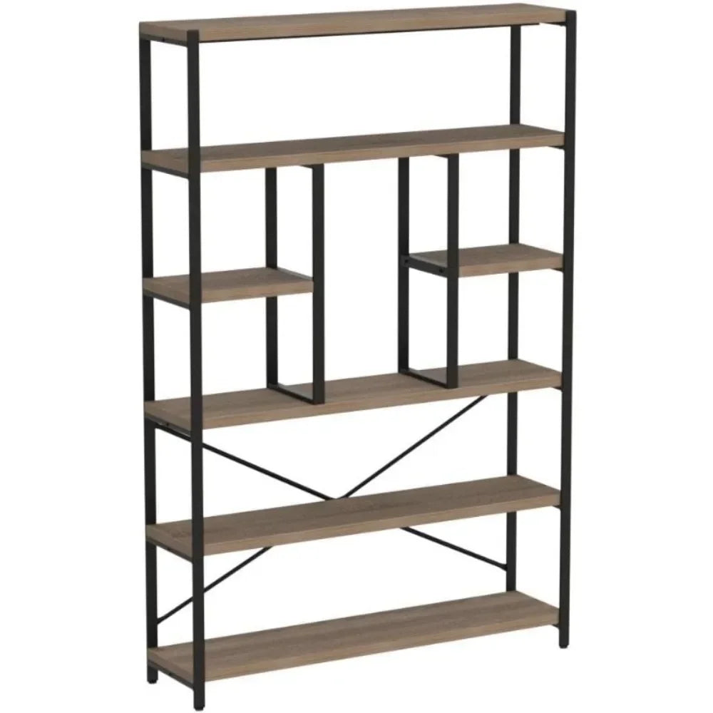 Tall Industrial Etagere Bookcase Modern Open 6 Tier Bookshelf Organizer