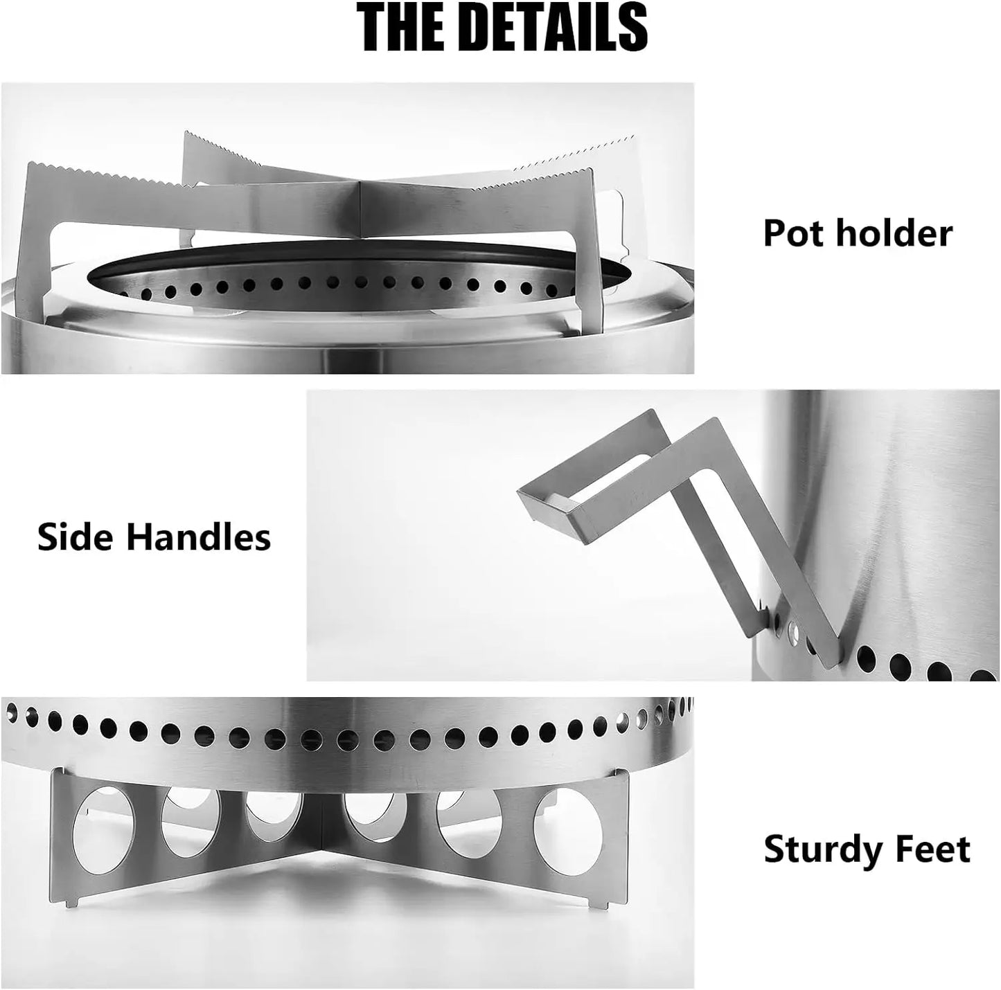 19 Inch Smokeless Fire Pit Stainless Steel Wood Burning Outdoor Fireplace