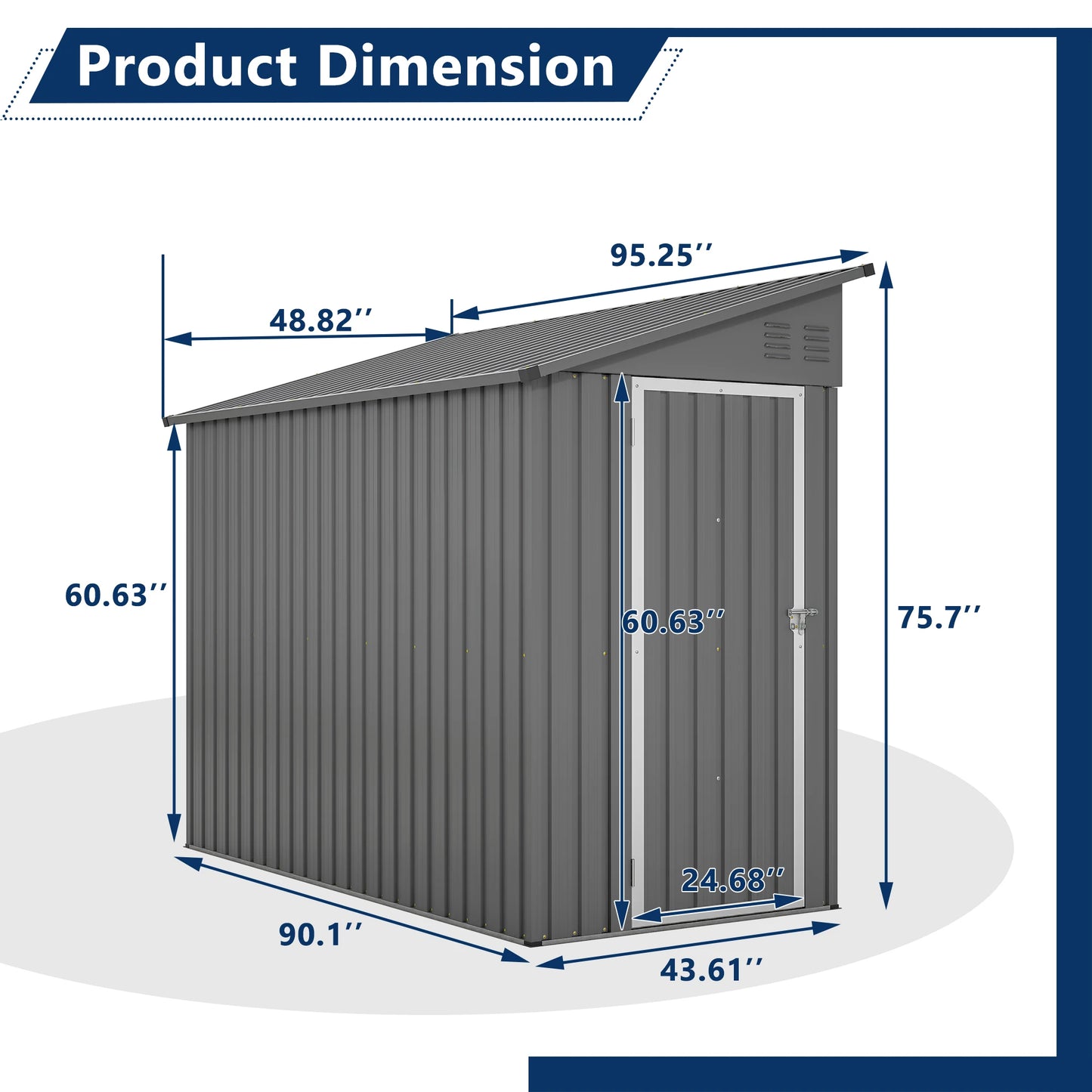 Ljustra 4x8 Metal Outdoor Storage Shed Waterproof Garden Cabinet