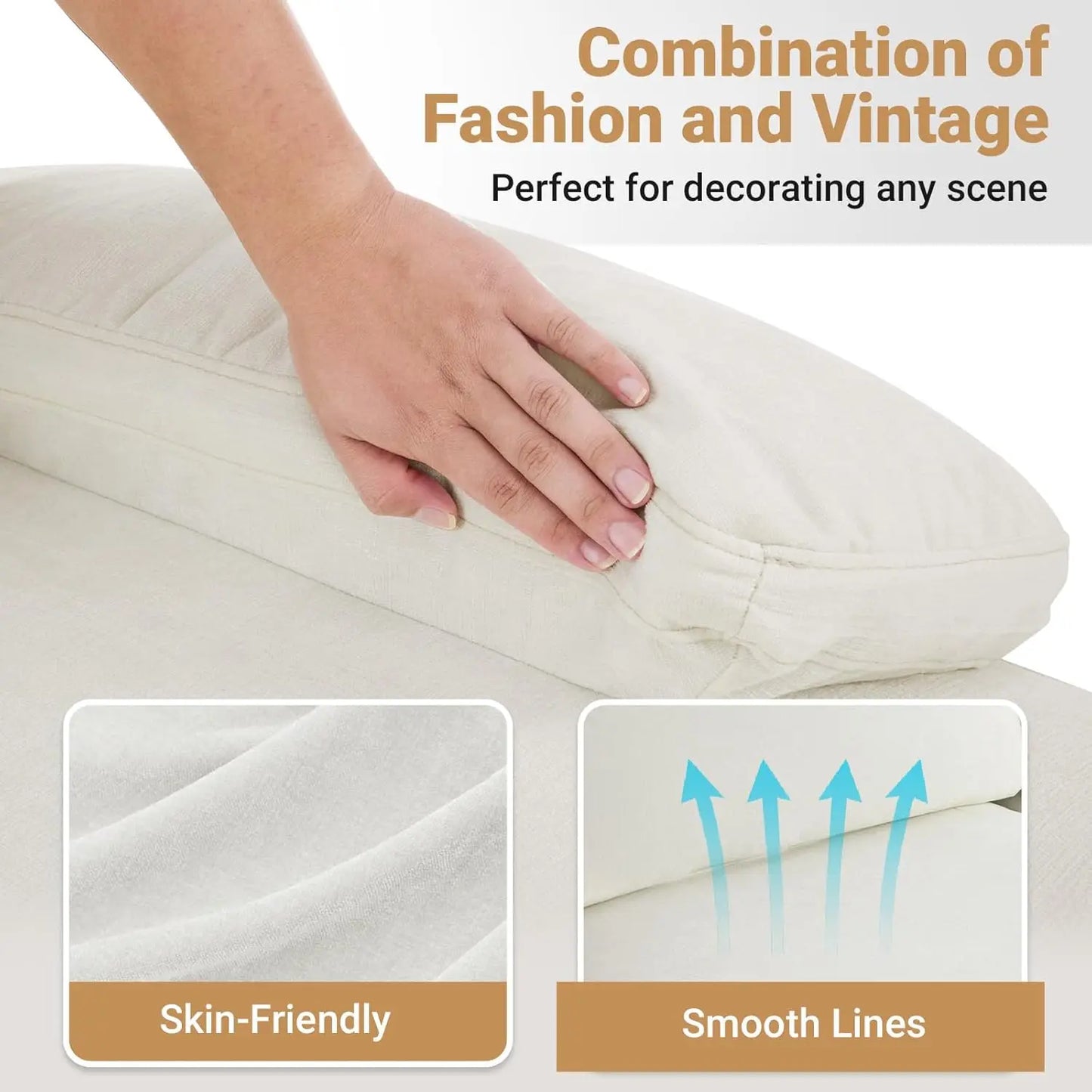 Ljustra Modern U-Shape Couch, 4-Seat Chenille Sectional Sofa, Burnt Orange, 110"