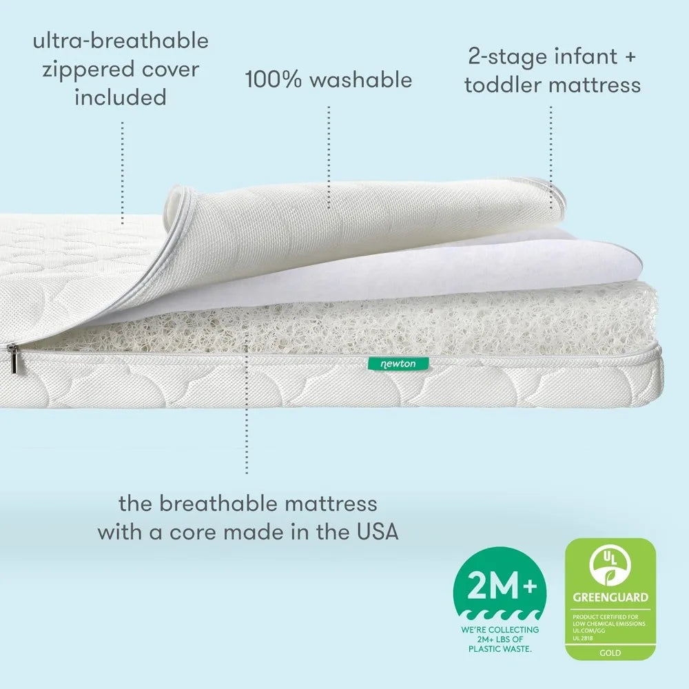 Ljustra Crib Mattress Toddler Bed Ultra Breathable Washable 2-Stage
