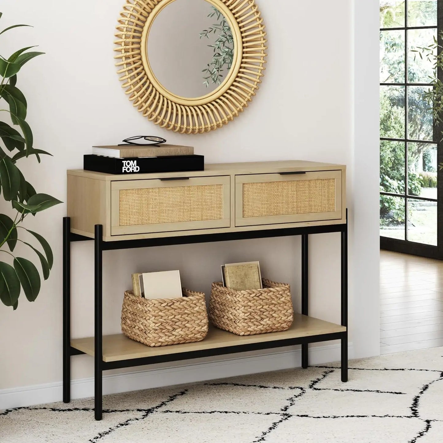 Virgo Wood Accent Storage Console Table for Entryway Living Room