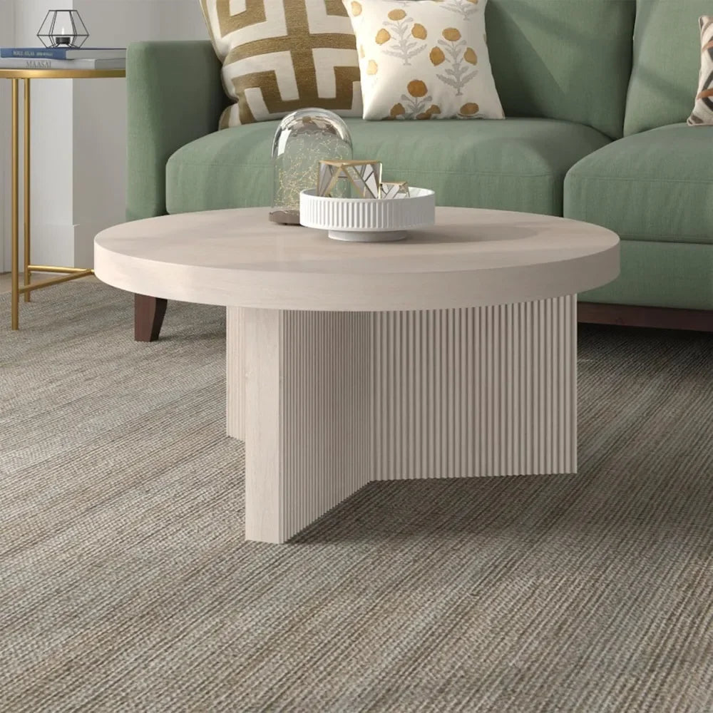 Modern Scandinavian Coffee Table 32" Round Living Room Furniture MDF PVC
