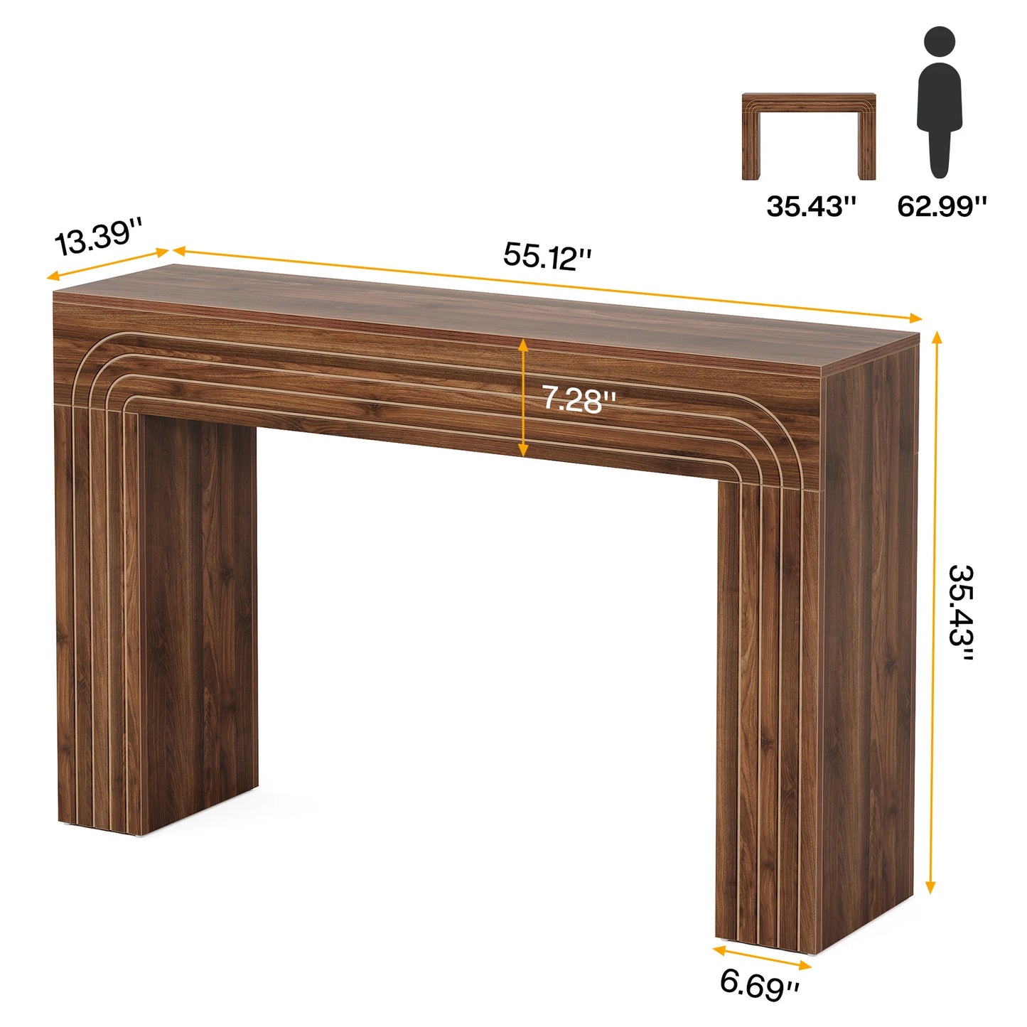Ljustra 63 Inch Farmhouse Console Table Wooden Sofa Table Entryway Hallway