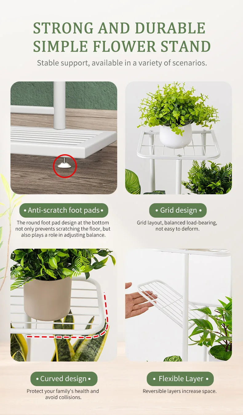 Ljustra Flower Stand Rack Metal Plant Holder Organizer for Home Garden