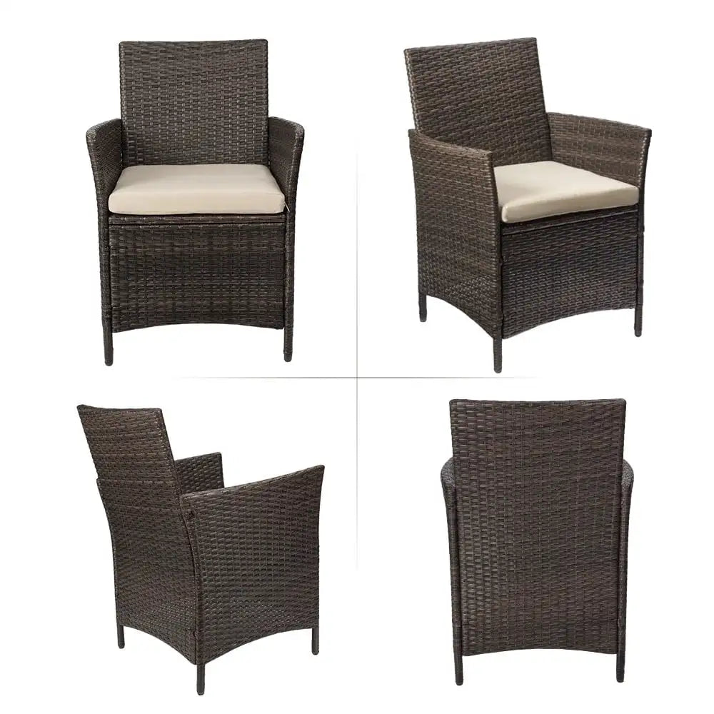 3 Piece Outdoor Patio Furniture Set Rattan Wicker Table Chairs