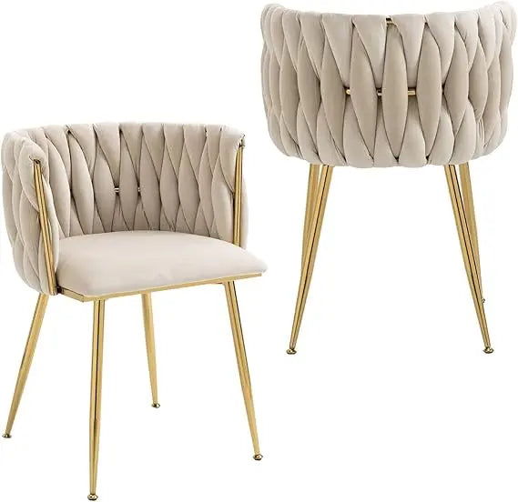 Velvet Dining Chairs Set of 2 Modern Accent Chairs with Gold Legs