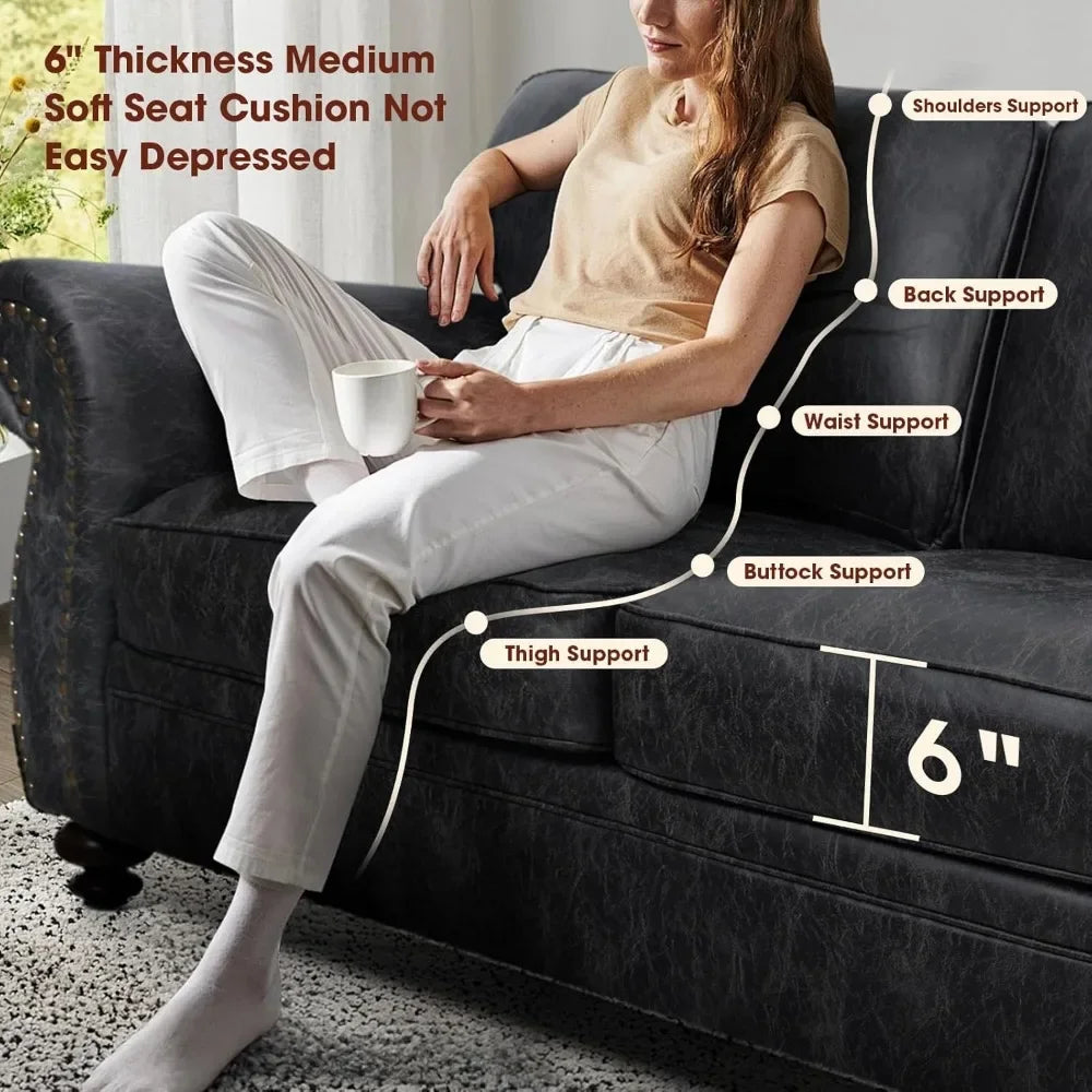 Ljustra Century Vintage Sofa Rivet Design Loveseat Couch Removable Cover