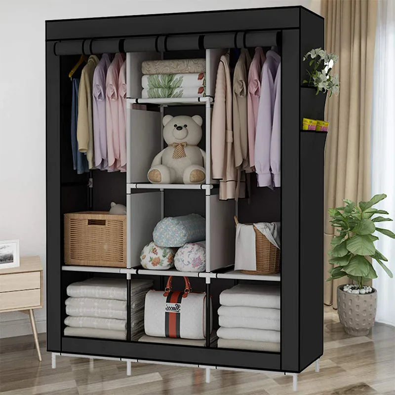 Ljustra Portable Closet Wardrobe Organizer with 6 Shelves and 2 Hanging Sections