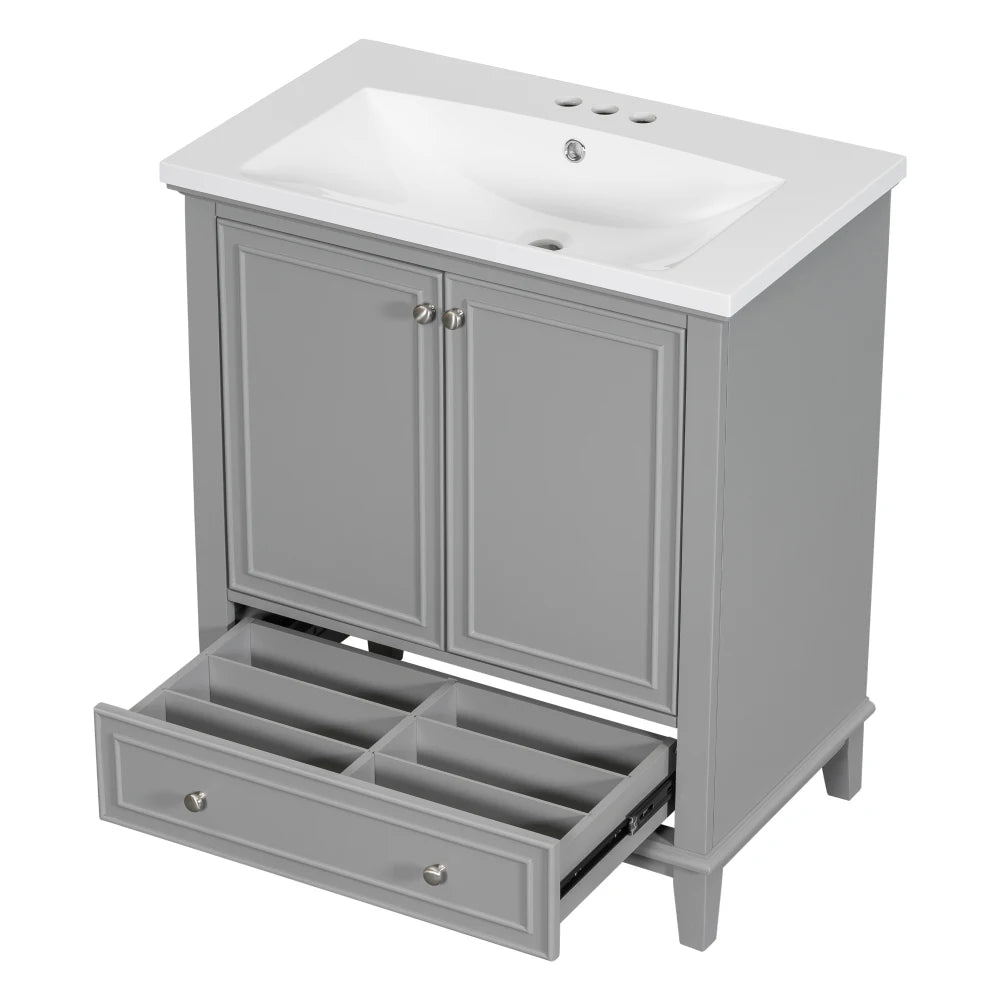 30 Bathroom Vanity Sink Combo Solid Wood MDF Cabinet Storage Modern