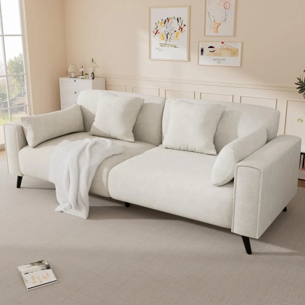 82 Inch Modern Comfy Sofa Couch Living Room 3 Seater with Pillows