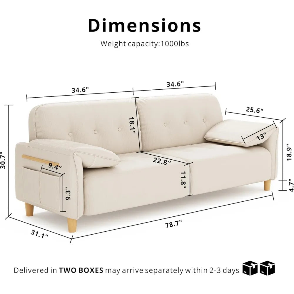 Ljustra Comfy Oversized Loveseat Sofa with Pillow Top Arms Storage Pockets