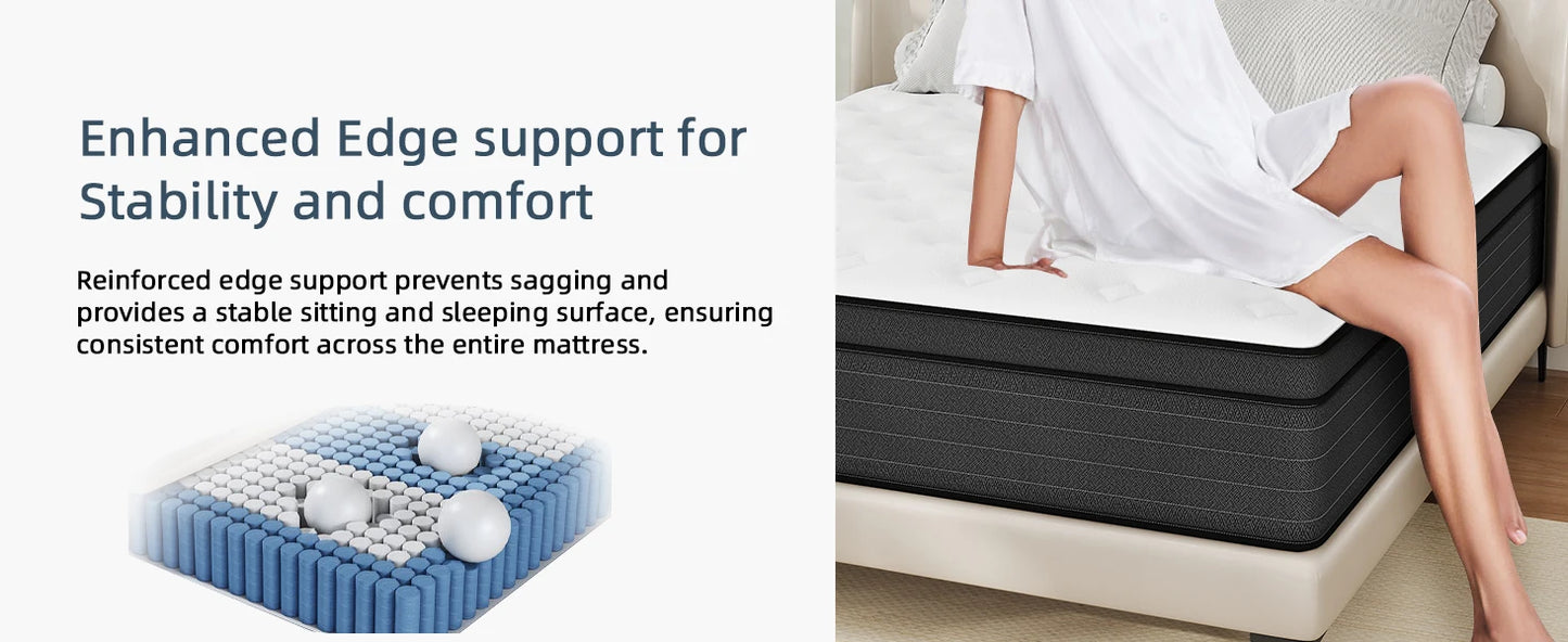 Ljustra Queen Mattress 12 Inch Pocket Springs Gel Memory Foam Hybrid