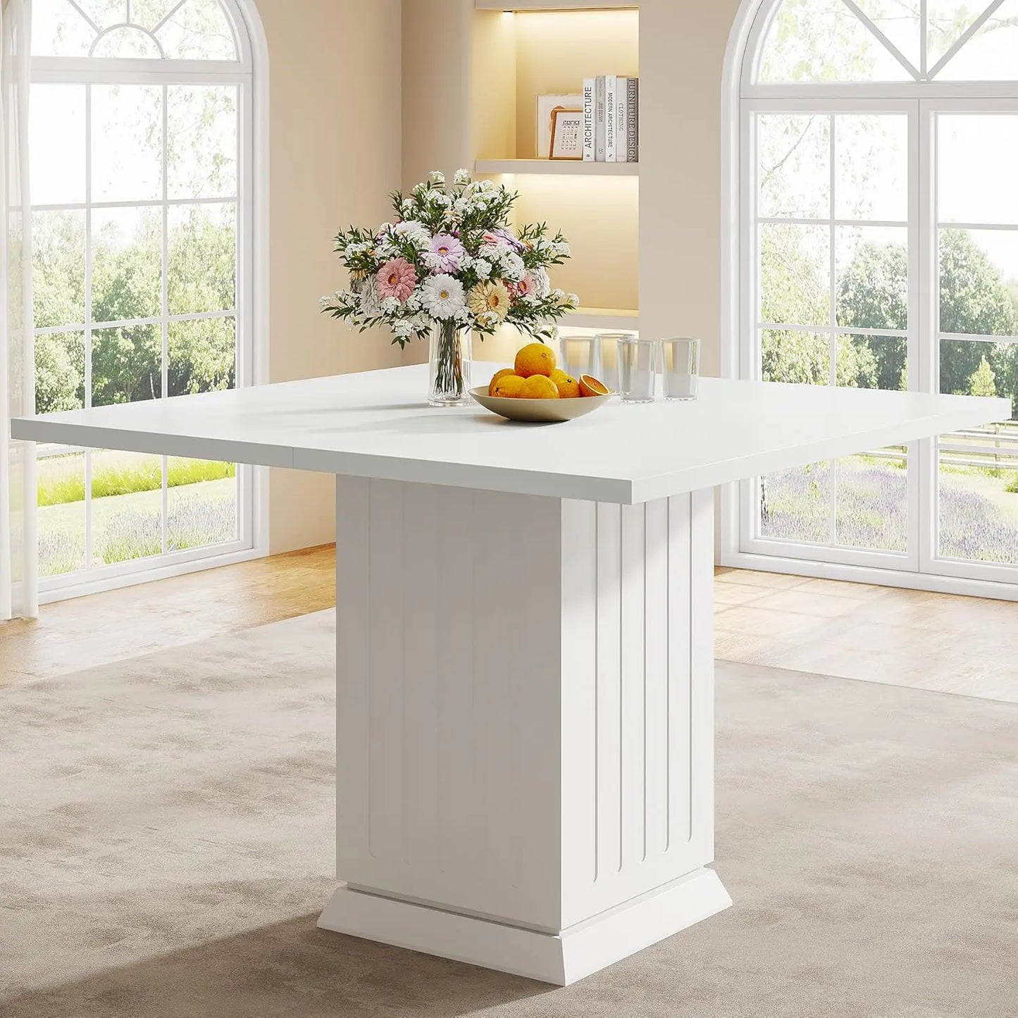 Modern Engineered Wood Small Square Kitchen Dining Table for 4