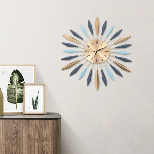 21.65 Inch Mid Century Modern Wall Clock Silent Metal Home Decor