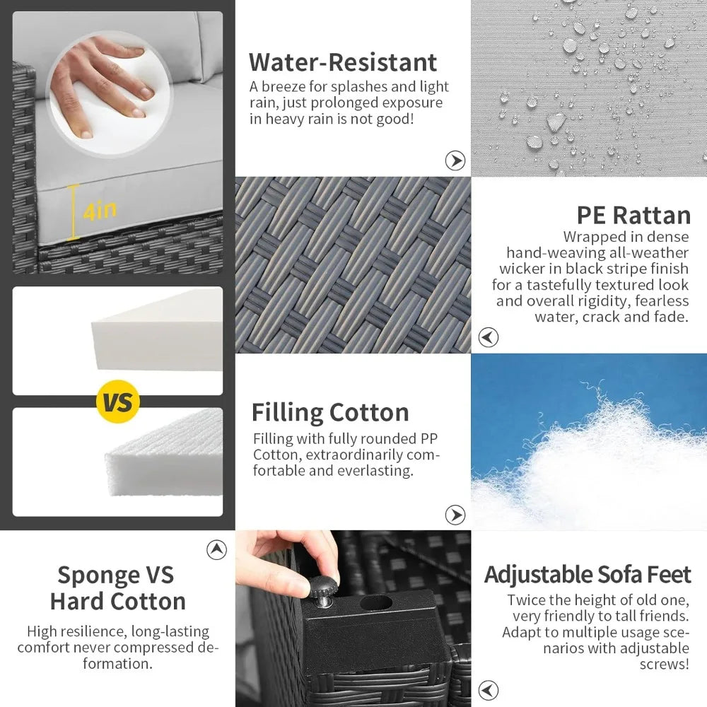 7 Piece Outdoor Furniture Set with Propane Fire Pit Table and Cushions