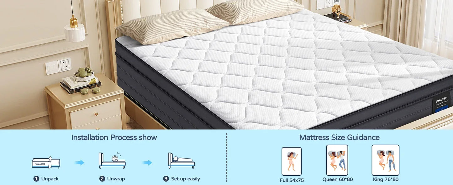 Ljustra King Size 12 Inch Memory Foam Hybrid Mattress Motion Isolation