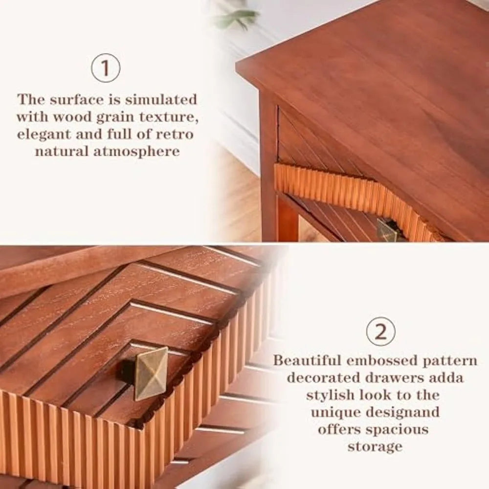 55 Inch Mid Century Modern Console Table with 2 Drawers for Entryway