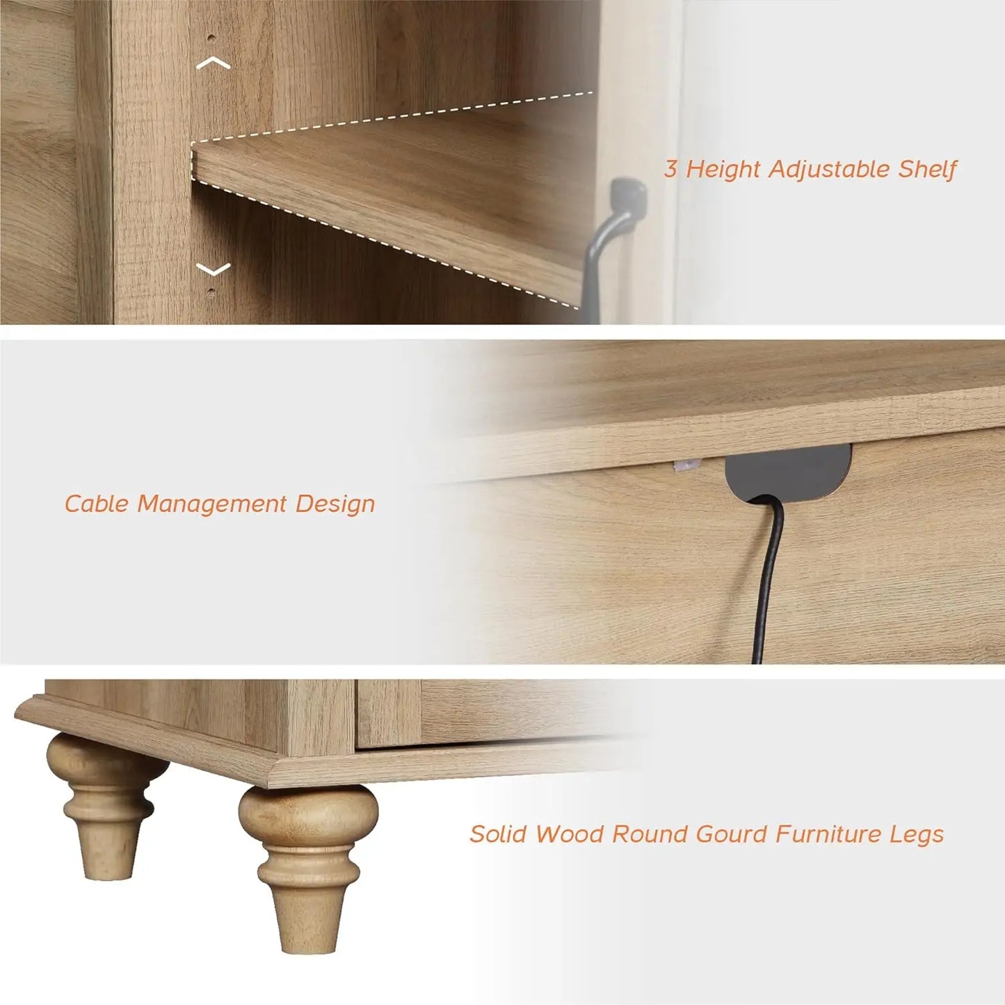 Glass Door Farmhouse TV Stand for TVs Up to 75 inch with Storage