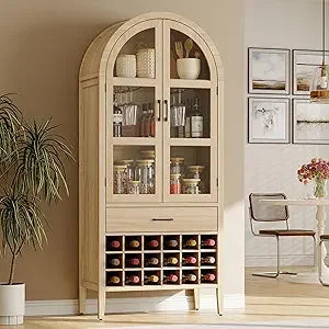 Whiskey Wine Storage Cabinet Glass Holder Stylish Home Bar Arched Design