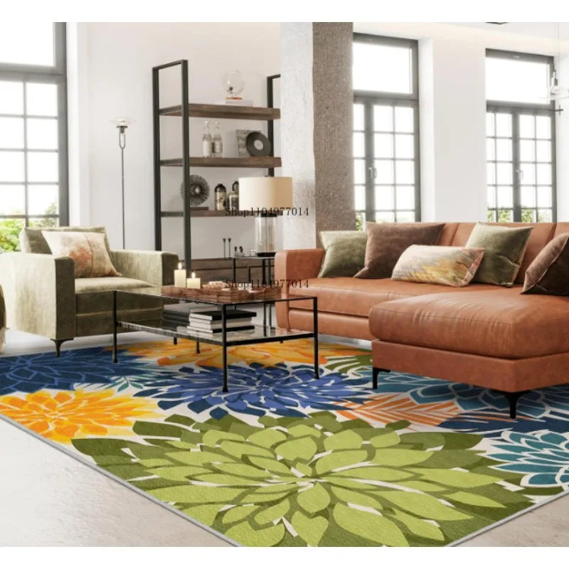 Multi-color Tropical Plant Indoor Outdoor Non-Slip Patio Rug