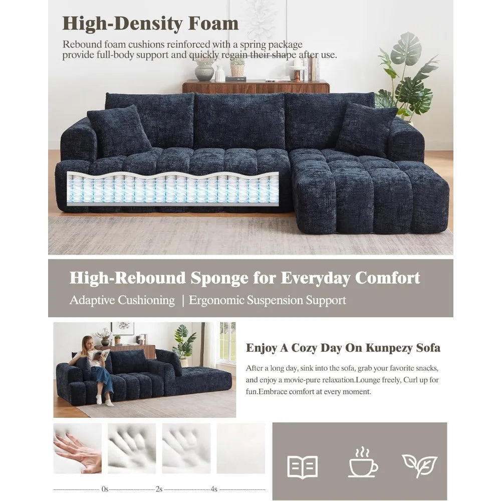 108 Inch Modular Cloud Sectional Couch L Shaped Sofa with Chaise