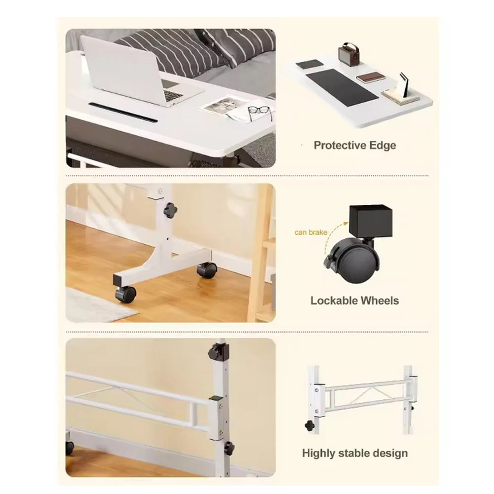 Small Mobile Adjustable Height Standing Desk with Wheels 32 Inches