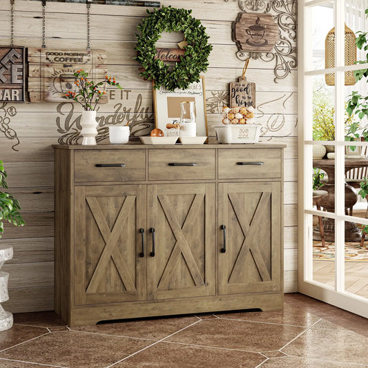 42.5 Kitchen Buffet Sideboard Cabinet 3 Drawers Farmhouse Storage
