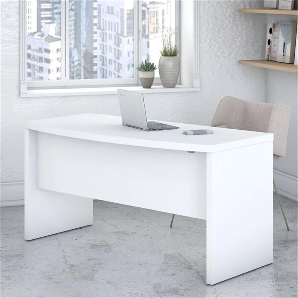 Bush Business Furniture Bow Front Desk Modern Office Computer Table