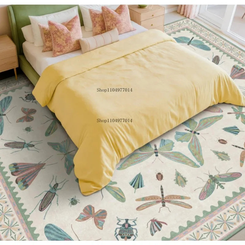 Green Butterfly Rug Floral Area Rug for Bedroom Living Room Kitchen