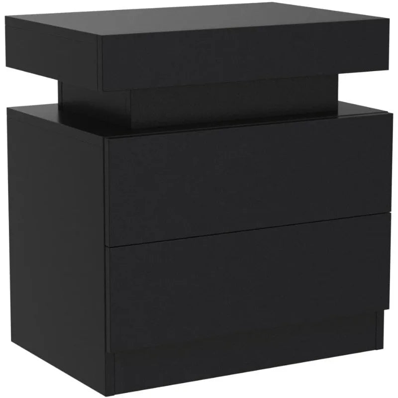 Nightstand Set of 2 LED Nightstand with 2 Drawers for Bedroom